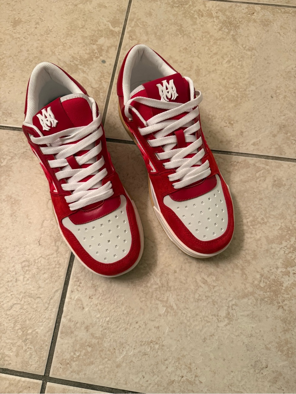 Red & White Low Top Amiri Sneakers